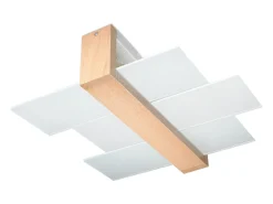 Lámparas de techo Ignis escandinavo de madera/vidrio - 2 fuentes luminosas 3000K - L.43 x A.12 cm - madera natural