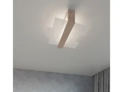 Lámparas de techo Ignis escandinavo de madera/vidrio - 2 fuentes luminosas 3000K - L.43 x A.12 cm - madera natural