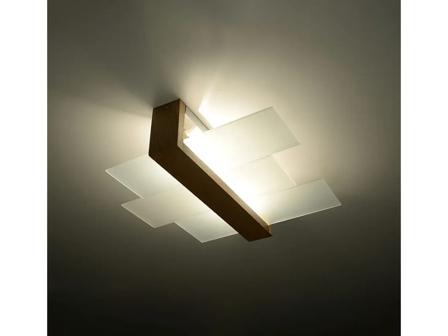 Lámparas de techo Ignis escandinavo de madera/vidrio - 2 fuentes luminosas 4000K - L.43 x A.12 cm - madera natural