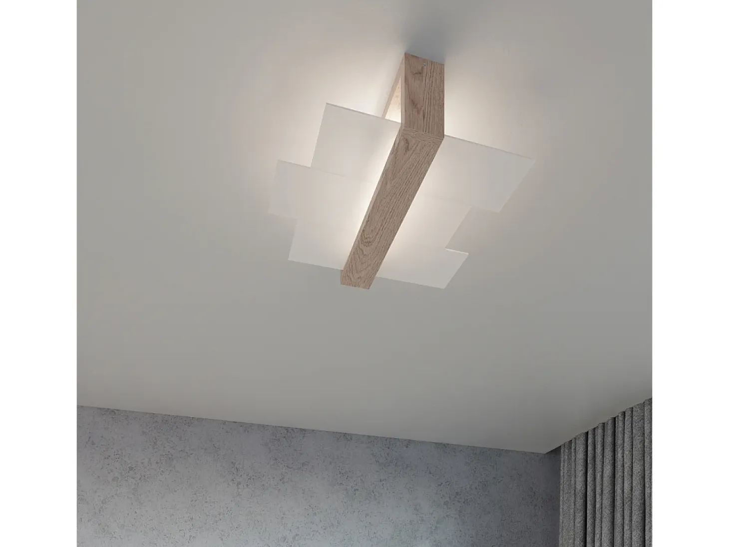 Lámparas de techo Ignis escandinavo de madera/vidrio - 2 fuentes luminosas 4000K - L.43 x A.12 cm - madera natural