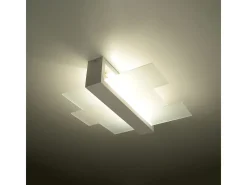 Lámparas de techo Ignis escandinavo de madera/vidrio - 2 fuentes luminosas 4000K - L.43 x A.12 cm - blanco
