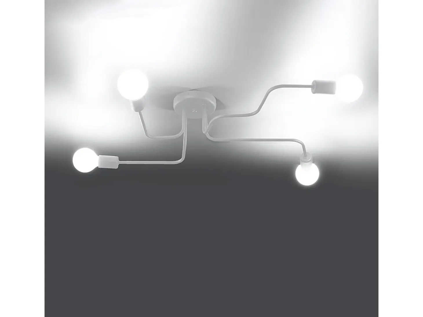 Lámparas de techo Infinix industrial de acero - 4 fuentes luminosas 4000K - L.78 x A.15,5 cm - blanco