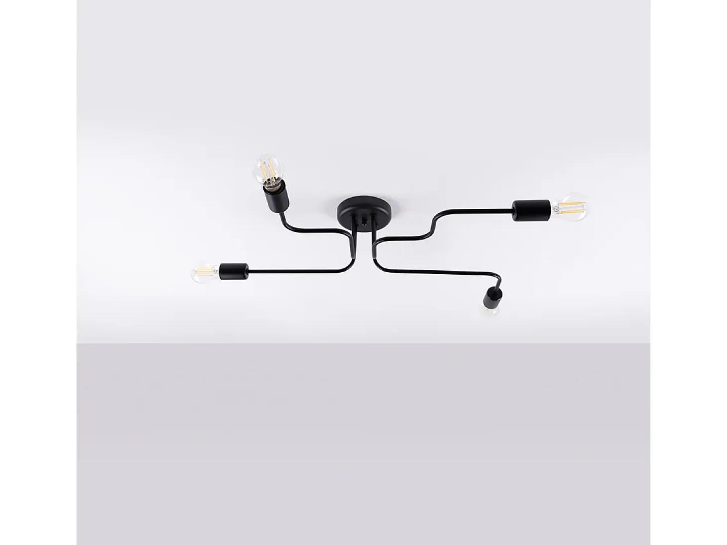 Lámparas de techo Infinix industrial de acero - 4 fuentes luminosas 3000K - L.78 x A.15,5 cm - negro