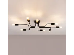 Lámparas de techo Infinix industrial de acero - 8 fuentes luminosas 4000K - L.103 x A.15,5 cm - negro