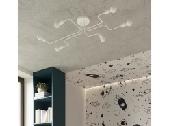 Lámparas de techo Infinix industrial de acero - 4 fuentes luminosas 3000K - L.78 x A.15,5 cm - blanco