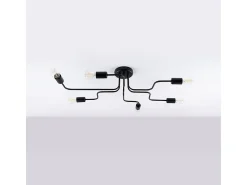 Lámparas de techo Infinix industrial de acero - 6 fuentes luminosas 3000K - L.80 x A.15,5 cm - negro