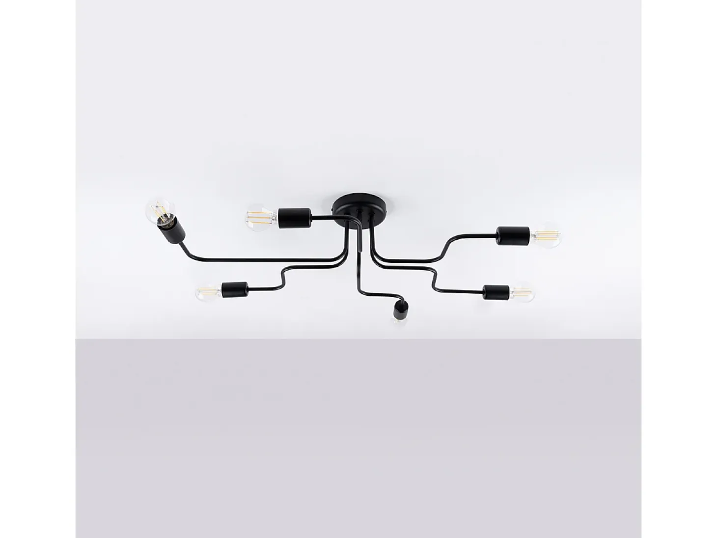 Lámparas de techo Infinix industrial de acero - 6 fuentes luminosas 3000K - L.80 x A.15,5 cm - negro