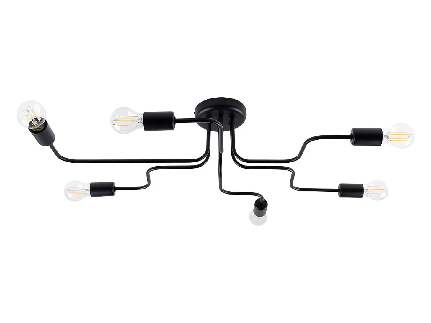 Lámparas de techo Infinix industrial de acero - 6 fuentes luminosas 3000K - L.80 x A.15,5 cm - negro