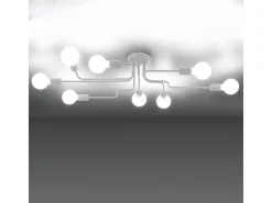 Lámparas de techo Infinix industrial de acero - 8 fuentes luminosas 4000K - L.103 x A.15,5 cm - blanco