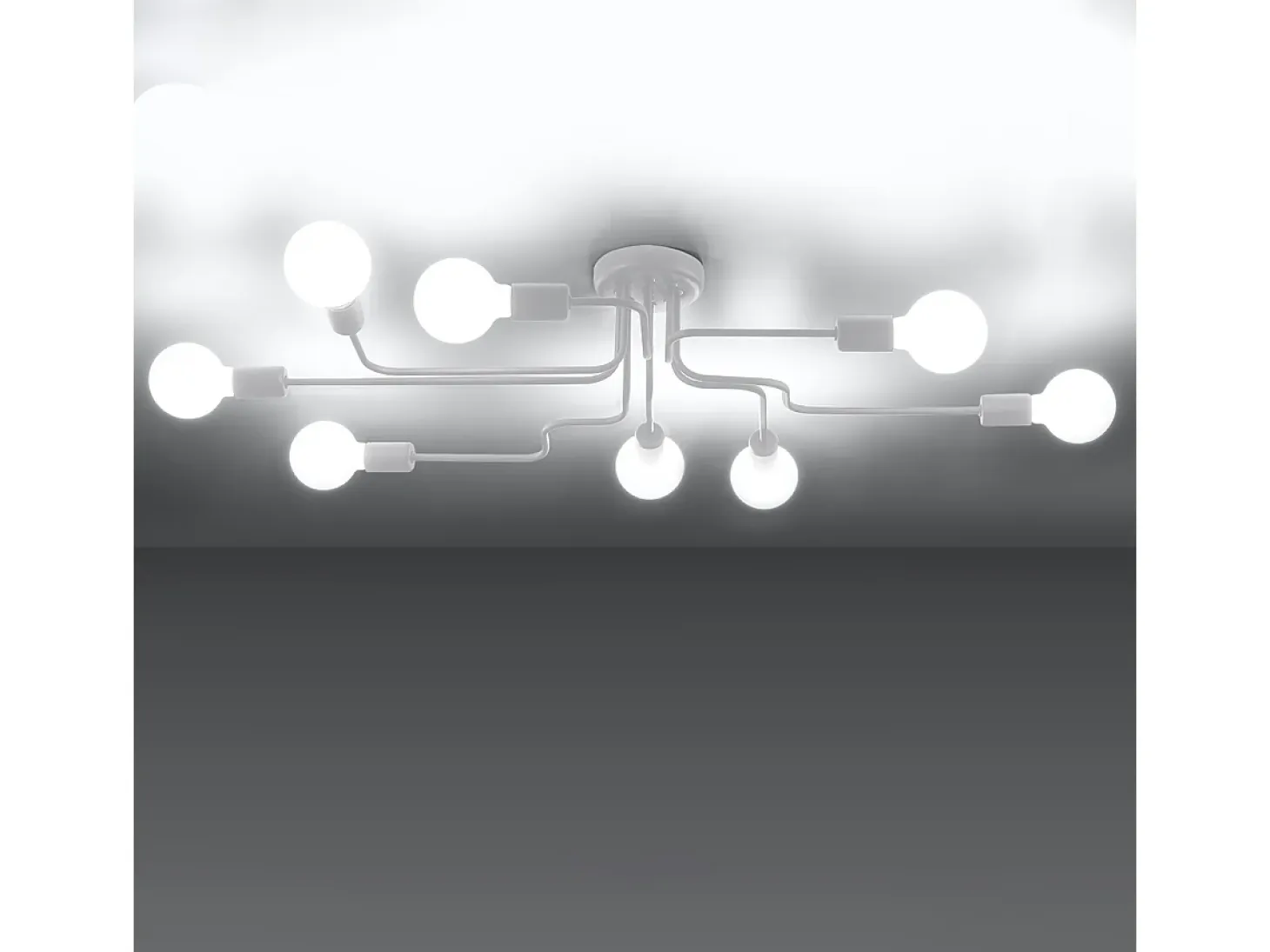 Lámparas de techo Infinix industrial de acero - 8 fuentes luminosas 4000K - L.103 x A.15,5 cm - blanco