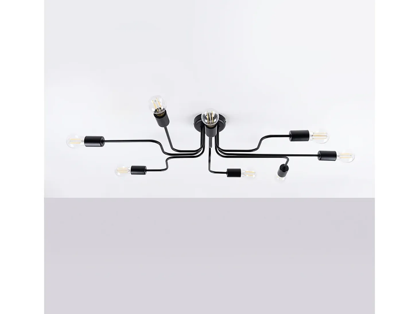 Lámparas de techo Infinix industrial de acero - 8 fuentes luminosas 3000K - L.103 x A.15,5 cm - negro