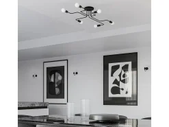Lámparas de techo Infinix industrial de acero - 8 fuentes luminosas 3000K - L.103 x A.15,5 cm - negro