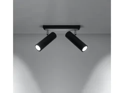 Lámparas de techo Invicta moderno de acero - 2 fuentes luminosas 4000K - L.30 x A.20 cm - negro
