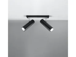 Lámparas de techo Invicta moderno de acero - 2 fuentes luminosas 3000K - L.30 x A.20 cm - negro
