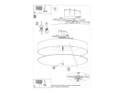 Lámparas de techo Kalmaris minimalista de tela/vidrio/acero - 6 fuentes luminosas 4000K - L.100 x A.20 cm - negro