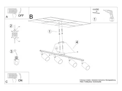 Lámparas De Techo Lemmi Moderno De Acero - 4 Fuentes Luminosas - L.100 X A.20 Cm - Blanco