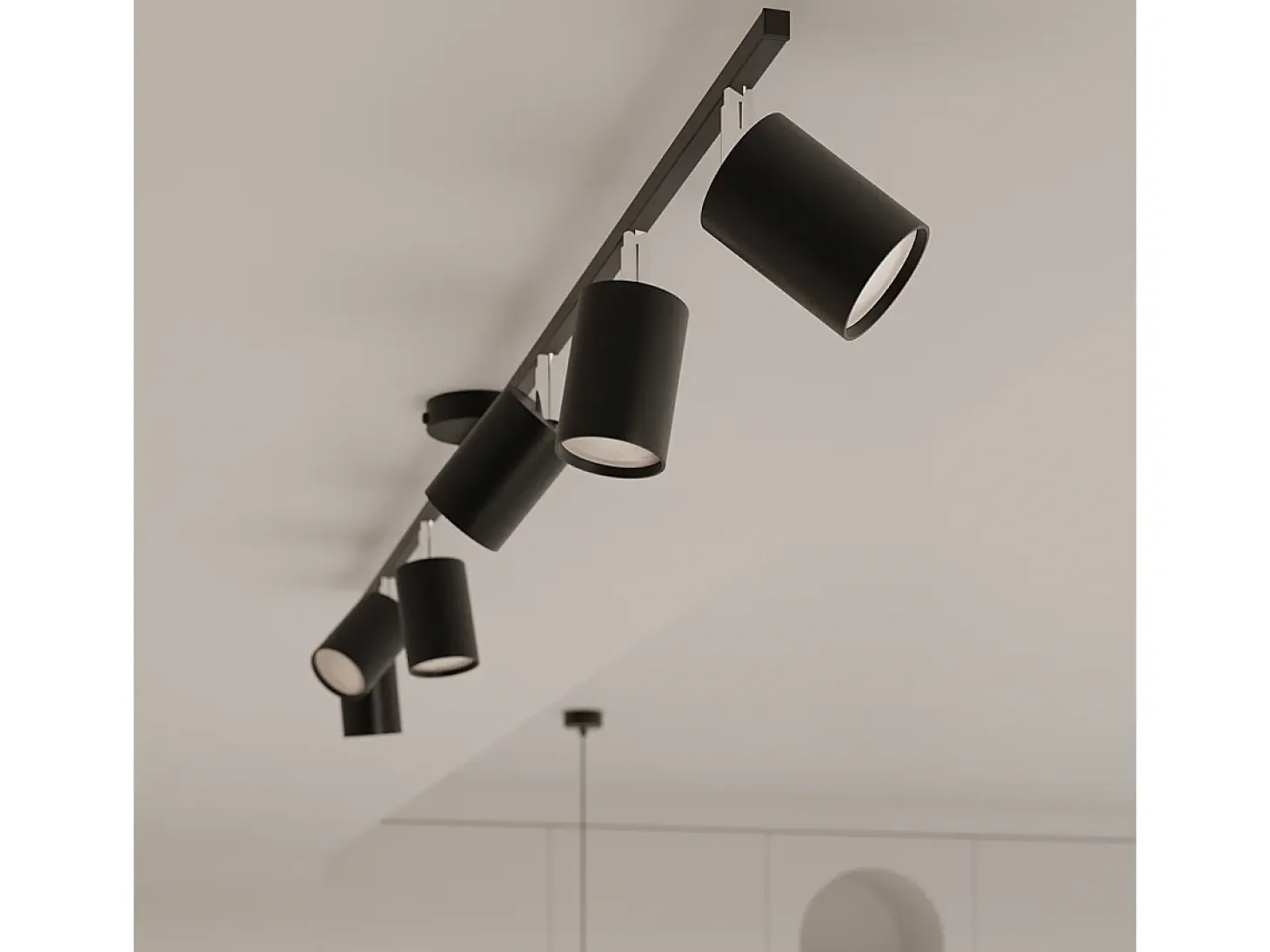 Lámparas De Techo Lemmi Moderno De Acero - 4 Fuentes Luminosas - L.100 X A.20 Cm - Negro