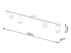 Lámparas De Techo Lemmi Moderno De Acero - 4 Fuentes Luminosas - L.100 X A.20 Cm - Negro