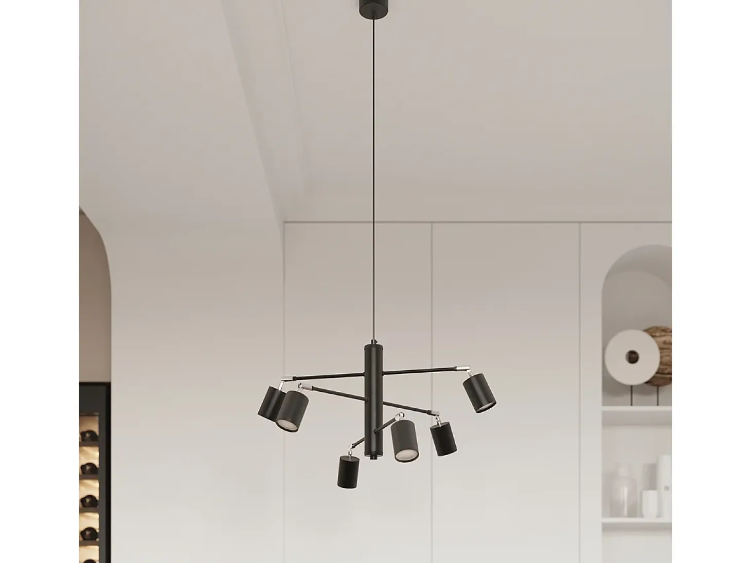 Lámparas De Techo Lemmi Moderno De Acero - 4 Fuentes Luminosas - L.100 X A.20 Cm - Negro
