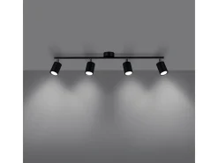 Lámparas De Techo Lemmi Moderno De Acero - 4 Fuentes Luminosas - L.100 X A.20 Cm - Negro