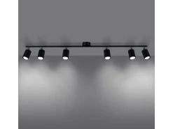 Lámparas De Techo Lemmi Moderno De Acero - 6 Fuentes Luminosas - L.135 X A.20 Cm - Negro