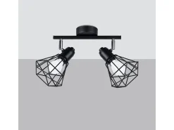 Lámparas de techo Lunova moderno de acero - 2 fuentes luminosas 3000K - L.31 x A.19 cm - negro