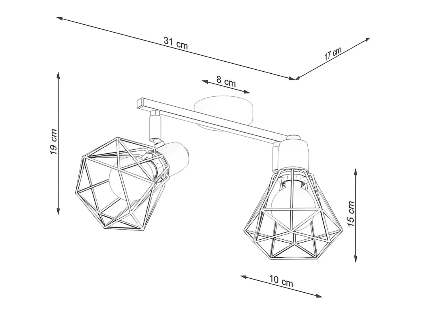 Lámparas de techo Lunova moderno de acero - 2 fuentes luminosas 3000K - L.31 x A.19 cm - blanco
