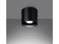 Lámparas De Techo Mika Minimalista De Aluminio - 1 Fuentes Luminosas - L.12 X A.11 Cm - Negro