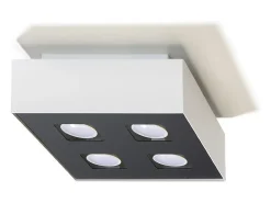 Lámparas De Techo Mono Minimalista De Acero - 4 Fuentes Luminosas - L.24 X A.11 Cm - Blanco Negro