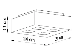 Lámparas De Techo Mono Minimalista De Acero - 4 Fuentes Luminosas - L.24 X A.11 Cm - Blanco Negro