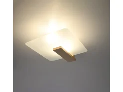 Lámparas de techo Nappo escandinavo de madera/vidrio - 2 fuentes luminosas 4000K - L.40 x A.47,5 cm - madera natural