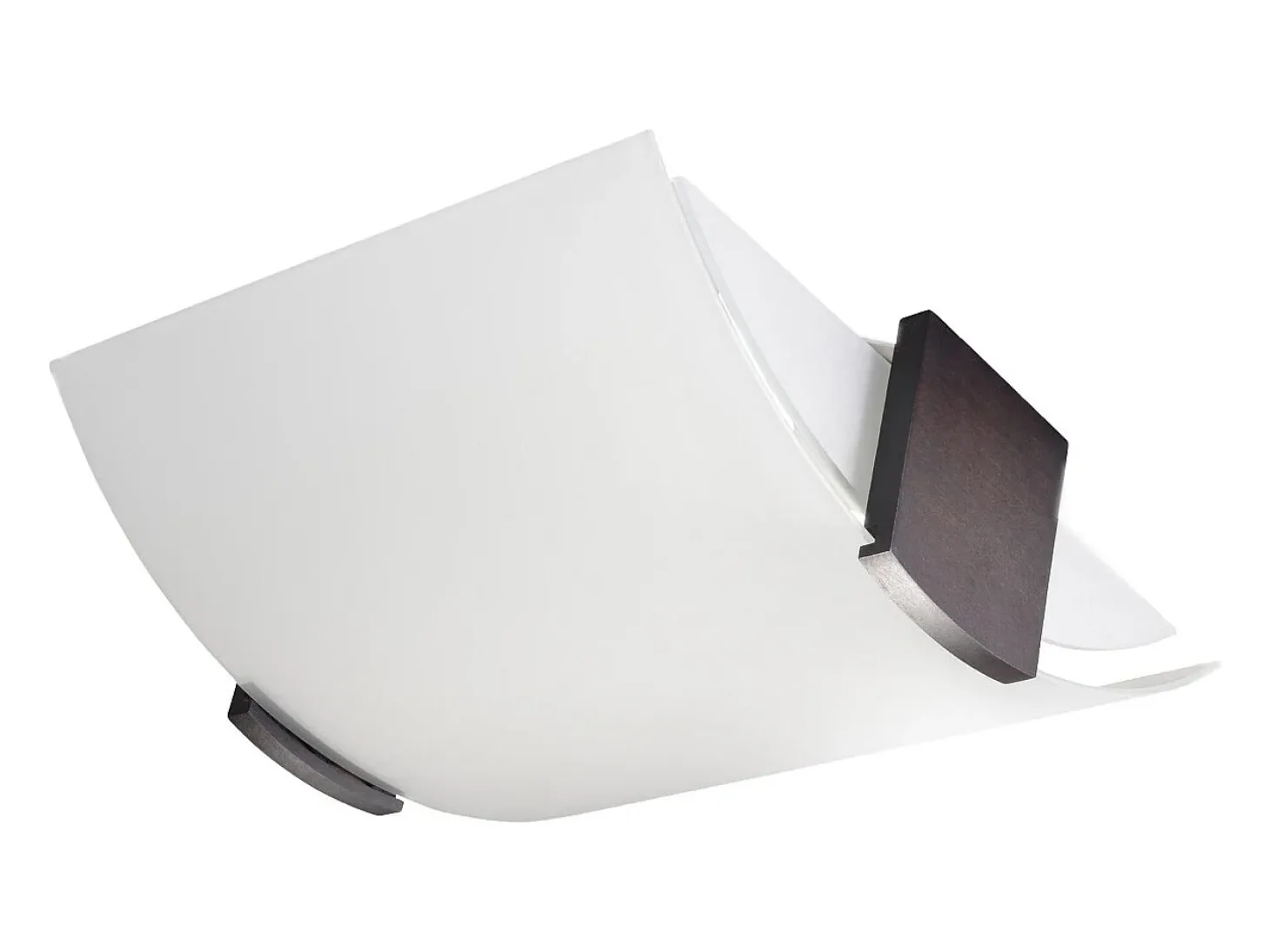 Lámparas de techo Nerilo moderno de madera/vidrio - 2 fuentes luminosas 3000K - L.30 x A.14 cm - wengué/blanco