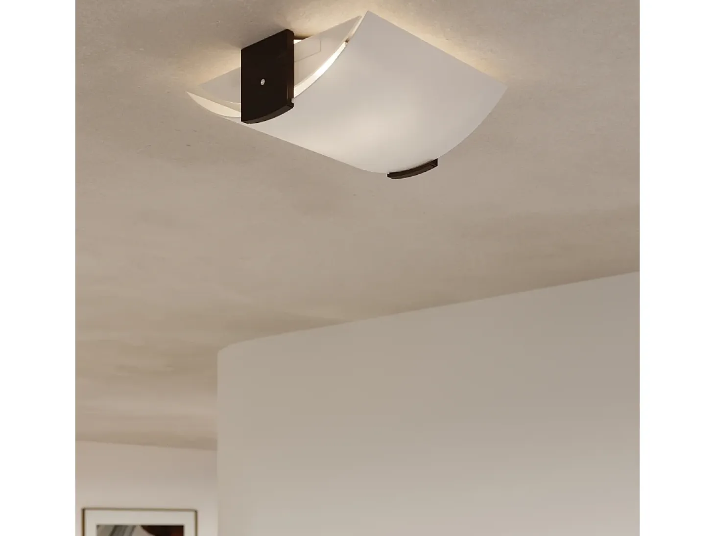 Lámparas de techo Nerilo moderno de madera/vidrio - 2 fuentes luminosas 3000K - L.30 x A.14 cm - wengué/blanco