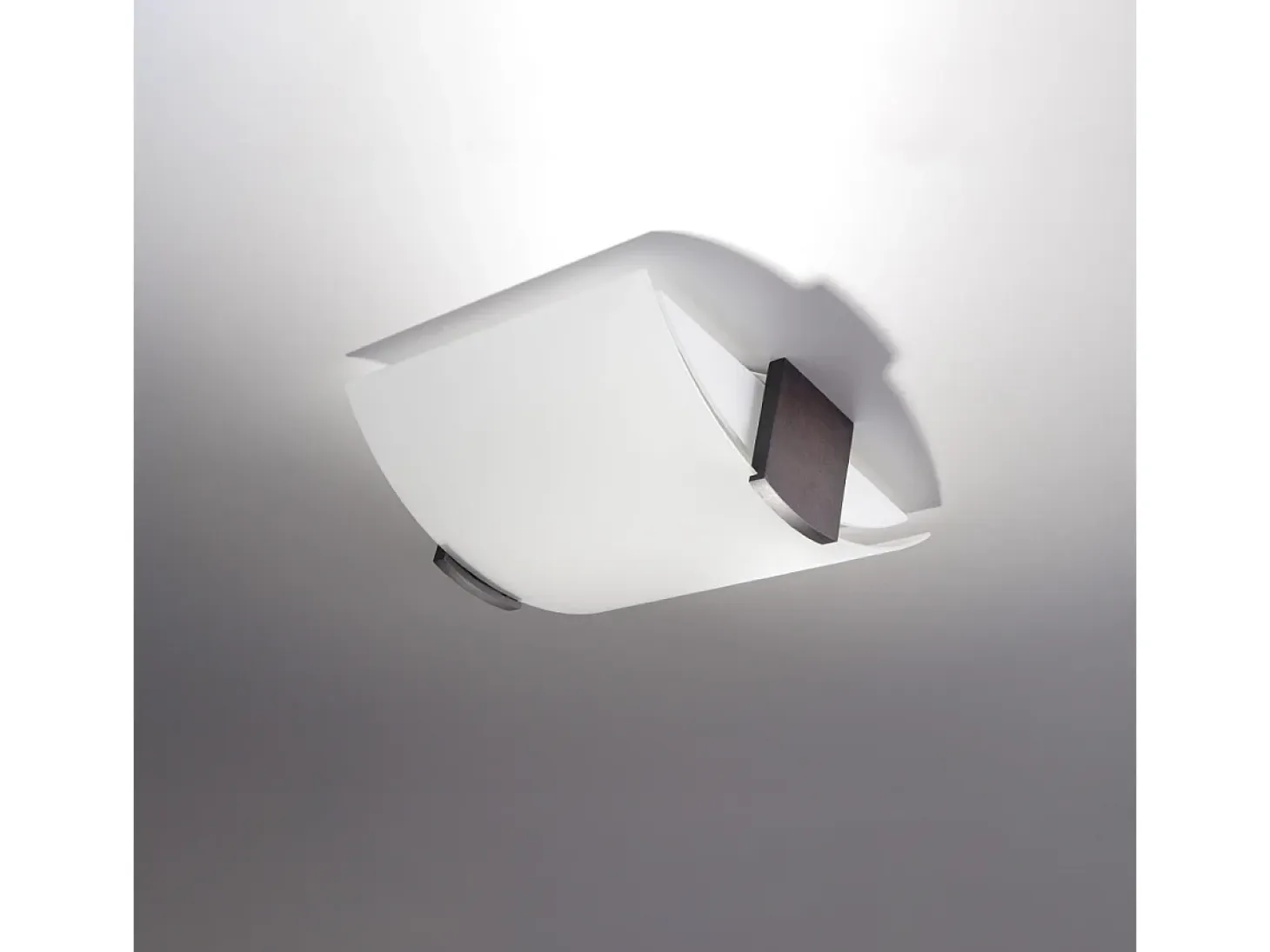 Lámparas de techo Nerilo moderno de madera/vidrio - 2 fuentes luminosas 3000K - L.30 x A.14 cm - wengué/blanco