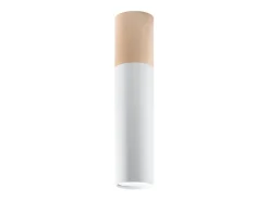 Lámparas de techo Poblano moderno de acero/madera - 1 fuentes luminosas 4000K - L.6 x A.30 cm - madera natural/blanco