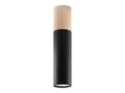 Lámparas de techo Poblano moderno de acero/madera - 1 fuentes luminosas 4000K - L.6 x A.30 cm - madera natural/negro