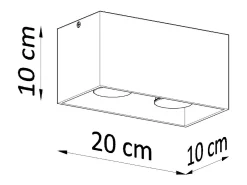Lámparas de techo Quadx maxi moderno de aluminio - 2 fuentes luminosas 3000K - L.20 x A.10 cm - gris