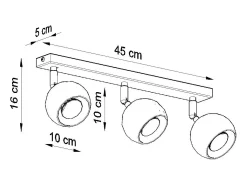 Lámparas de techo Rayis moderno de acero - 3 fuentes luminosas 4000K - L.45 x A.16 cm - negro