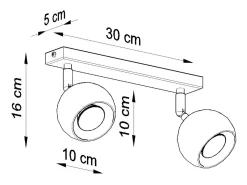 Lámparas de techo Rayis moderno de acero - 2 fuentes luminosas 4000K - L.30 x A.16 cm - negro