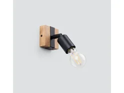 Lámparas de techo Shad moderno de acero/madera - 1 fuentes luminosas 3000K - L.14 x A.11 cm - madera negra
