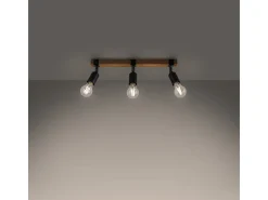Lámparas de techo Shad moderno de acero/madera - 3 fuentes luminosas 4000K - L.53 x A.14 cm - madera negra