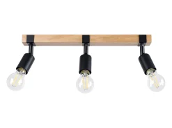 Lámparas de techo Shad moderno de acero/madera - 3 fuentes luminosas 3000K - L.53 x A.14 cm - madera negra