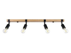 Lámparas de techo Shad moderno de acero/madera - 4 fuentes luminosas 3000K - L.89 x A.14 cm - madera negra