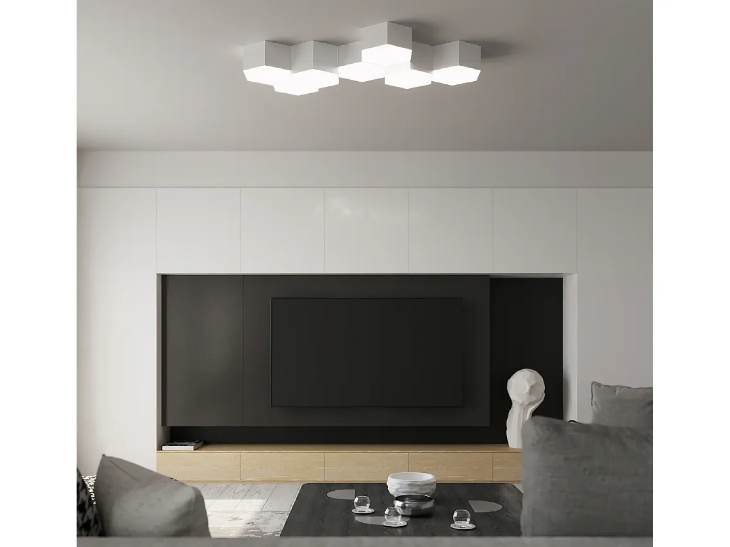 Lámparas de techo Solinia moderno de CLORURO DE POLIVINILO - 2 fuentes luminosas 3000K - L.30,5 x A.13,5 cm - blanco