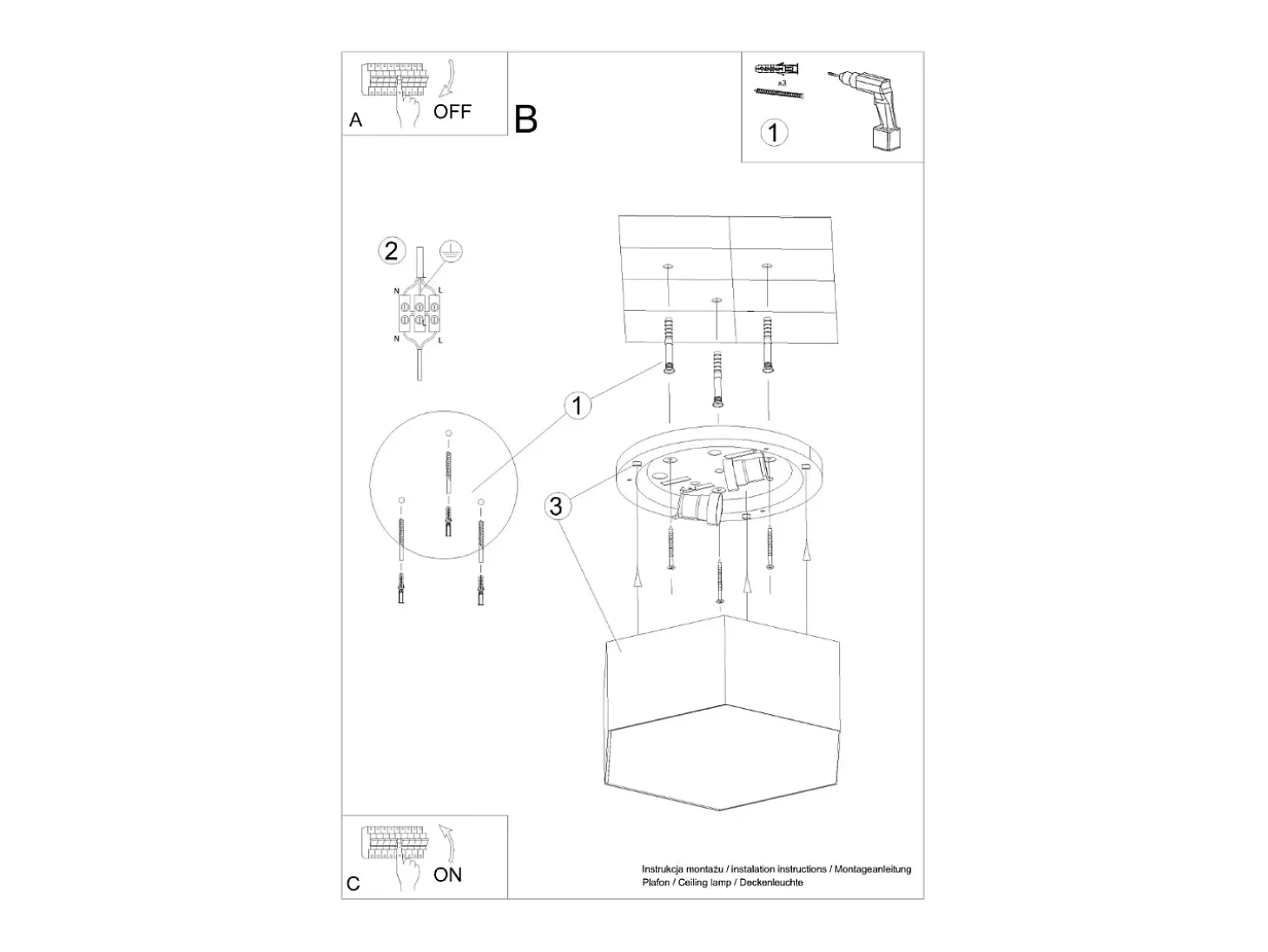 Lámparas de techo Solinia moderno de CLORURO DE POLIVINILO - 2 fuentes luminosas 3000K - L.30,5 x A.11,5 cm - negro