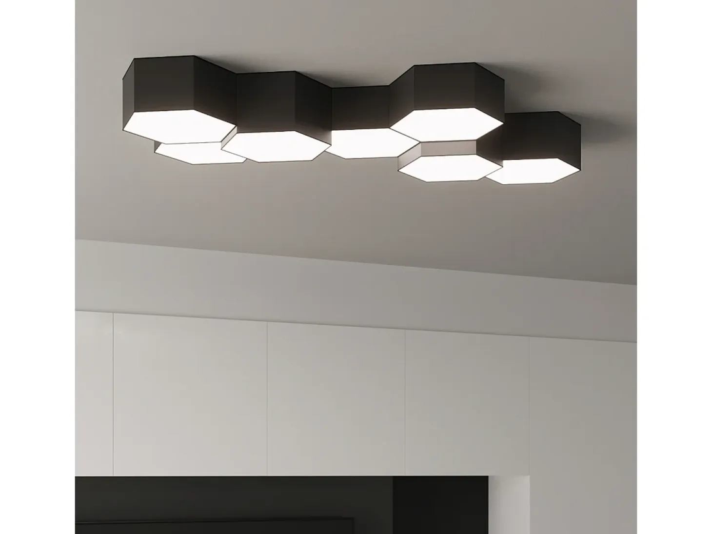 Lámparas de techo Solinia moderno de CLORURO DE POLIVINILO - 2 fuentes luminosas 3000K - L.30,5 x A.11,5 cm - negro