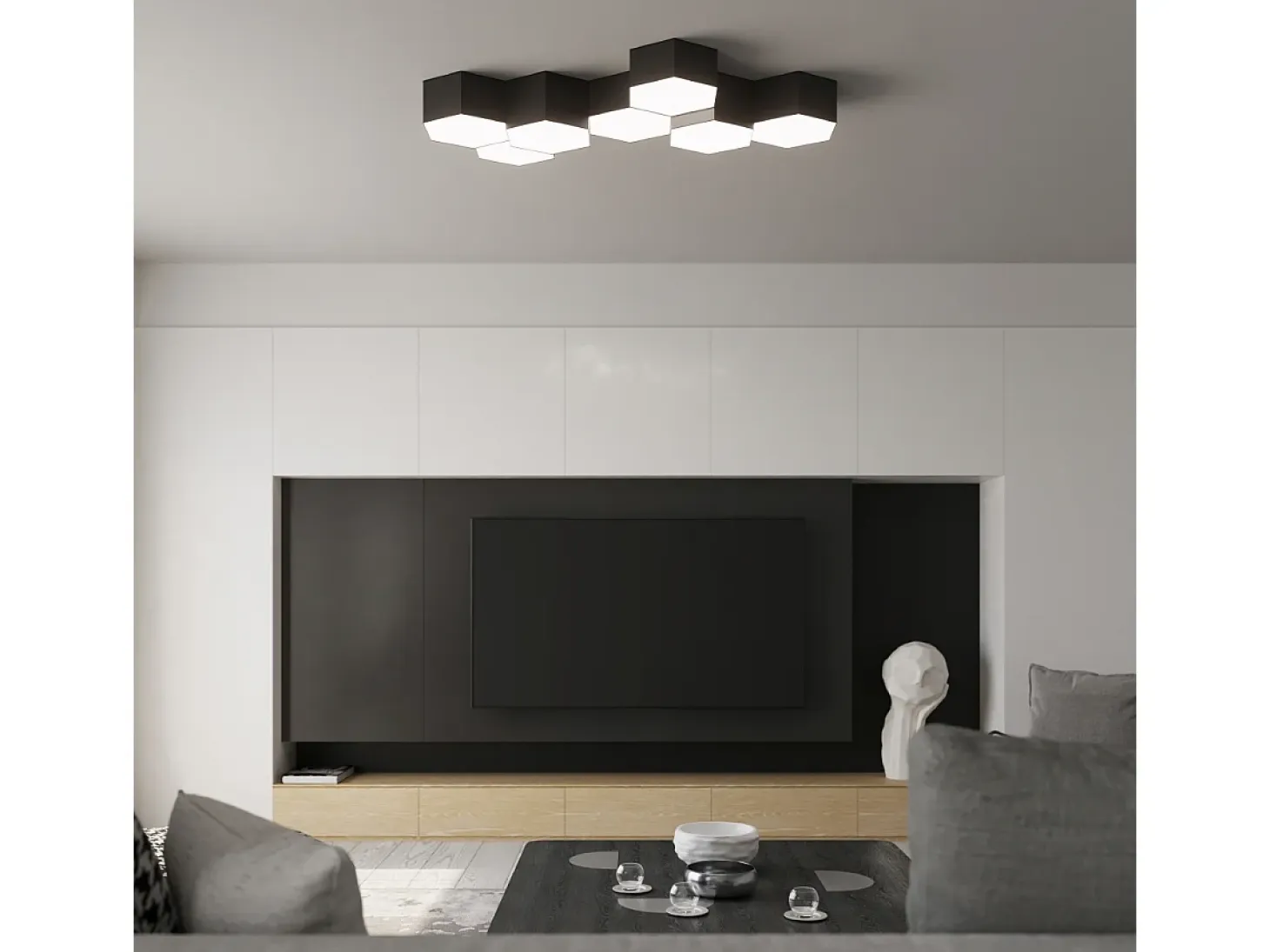Lámparas de techo Solinia moderno de CLORURO DE POLIVINILO - 2 fuentes luminosas 3000K - L.30,5 x A.11,5 cm - negro