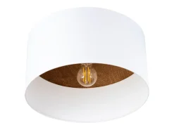 Lámparas de techo Straylon escandinavo de tela/madera/acero - 1 fuentes luminosas 4000K - L.35 x A.20 cm - blanco/marrón oscuro