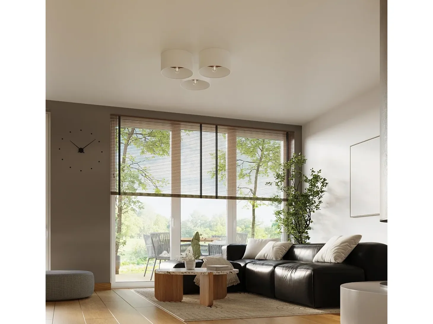 Lámparas de techo Straylon escandinavo de tela/madera/acero - 1 fuentes luminosas 3000K - L.35 x A.20 cm - blanco/marrón oscuro