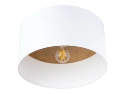 Lámparas de techo Straylon escandinavo de tela/madera/acero - 1 fuentes luminosas 3000K - L.35 x A.20 cm - blanco/marrón claro